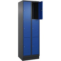 CP Schließfachschrank Classic PLUS enzianblau, schwarzgrau 080020-203 S10029, 6 Schließfächer 60,0 x 50,0 x 195,0 cm von Cp