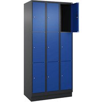 CP Schließfachschrank Classic PLUS enzianblau, schwarzgrau 080020-303 S10030, 9 Schließfächer 90,0 x 50,0 x 195,0 cm von Cp