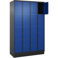 CP Schließfachschrank Classic PLUS enzianblau, schwarzgrau 080020-404 S10034, 16 Schließfächer 120,0 x 50,0 x 185,0 cm von Cp