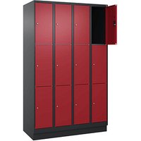 CP Schließfachschrank Classic PLUS rubinrot, schwarzgrau 080020-403 S10032, 12 Schließfächer 120,0 x 50,0 x 195,0 cm von Cp