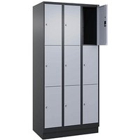 CP Schließfachschrank Classic PLUS schwarzgrau, weißaluminium 080020-303 S10013, 9 Schließfächer 90,0 x 50,0 x 195,0 cm von Cp