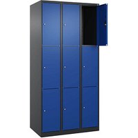 CP Schließfachschrank Classic Plus enzianblau, schwarzgrau 080000-303 S10031, 9 Schließfächer 90,0 x 50,0 x 185,0 cm von Cp