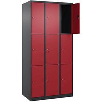 CP Schließfachschrank Classic Plus rubinrot, schwarzgrau 080000-303 S10032, 9 Schließfächer 90,0 x 50,0 x 185,0 cm von Cp