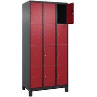 CP Schließfachschrank Classic Plus rubinrot, schwarzgrau 080010-304 S10039, 12 Schließfächer 90,0 x 50,0 x 195,0 cm von Cp