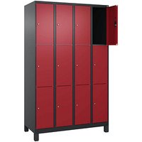 CP Schließfachschrank Classic Plus rubinrot, schwarzgrau 080010-403 S10033, 12 Schließfächer 120,0 x 50,0 x 195,0 cm von Cp