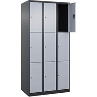 CP Schließfachschrank Classic Plus schwarzgrau, weißaluminium 080000-303 S10037, 9 Schließfächer 90,0 x 50,0 x 185,0 cm von Cp