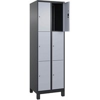 CP Schließfachschrank Classic Plus schwarzgrau, weißaluminium 080010-203 S10038, 6 Schließfächer 60,0 x 50,0 x 195,0 cm von Cp