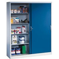 CP Stahlschrank 2149-00 S10051 lichtgrau, enzianblau 160,0 x 40,0 x 195,0 cm, aufgebaut von Cp