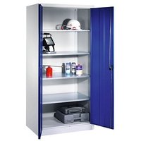 CP Stahlschrank 8922-00 lichtgrau, enzianblau 93,0 x 60,0 x 195,0 cm, aufgebaut von Cp