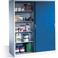 CP Stahlschrank 2169-00 S10100 lichtgrau, enzianblau 160,0 x 60,0 x 195,0 cm, aufgebaut von Cp