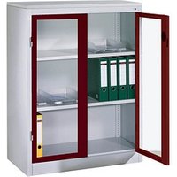 CP Stahlschrank 8531-055 S10182 lichtgrau, rubinrot, Acrylglas 120,0 x 50,0 x 120,0 cm, aufgebaut von Cp