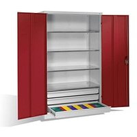 CP Stahlschrank 8932-503 S10243 lichtgrau, rubinrot 120,0 x 60,0 x 195,0 cm, aufgebaut von Cp