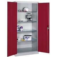 CP Stahlschrank 8922-052 S10164 lichtgrau, rubinrot 93,0 x 60,0 x 195,0 cm, aufgebaut von Cp