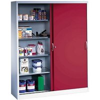 CP Stahlschrank 2149-00 S10053 lichtgrau, rubinrot 160,0 x 40,0 x 195,0 cm, aufgebaut von Cp