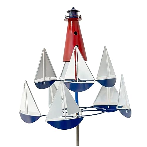 Cpolebev 1 Stück Kinetische Kunst Windskulptur Segelboot Windmühlen für, Windspinner von Cpolebev