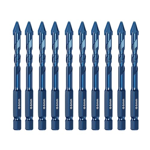 Cpolebev 10 Stück Präzisionsbohrer für 6 mm Glasfliesen, Keramik, Steinplatten, Dreiecksbohrer von Cpolebev