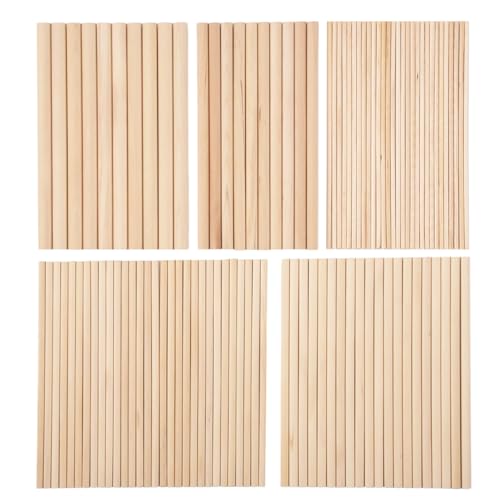 Cpolebev 100 StüCke DüBelstangen HolzdüBelstangen 1/8,3/16,1/4,5/16,3/8X6 StöCke für Basteln Von DIY HochzeitsbäNdern von Cpolebev