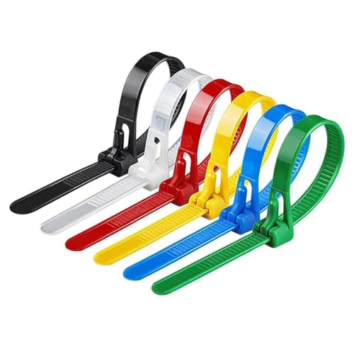 Cpolebev 100 Stück Selbstsichernde Kabelbinder Aus Hochwertigem Nylon mit Schnalle, 8 X 200 Mm, Verstellbares, Wiederverwendbares Nylonband mit Schnalle von Cpolebev