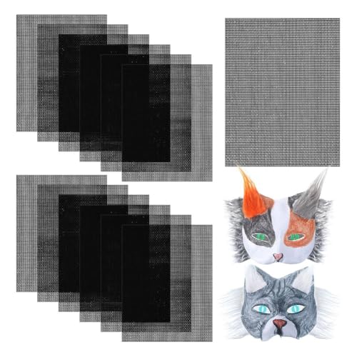 Cpolebev 12-Teiliges Augengitter-DIY-Maskenmaterial-Set, Kunststoff-Augengitterblätter für DIY-Bastelarbeiten, Trennwände, Maskenzubehör-Set, Schwarz von Cpolebev