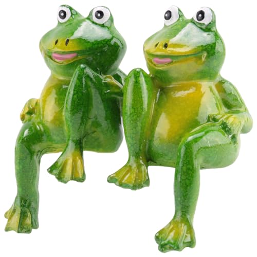 Cpolebev 2 Teile/Satz Nette Harz Sitzen FröSche Statue Aussen Garden Store Dekorative Skulptur für Haus Schreibtisch Garten Ornament S2 von Cpolebev