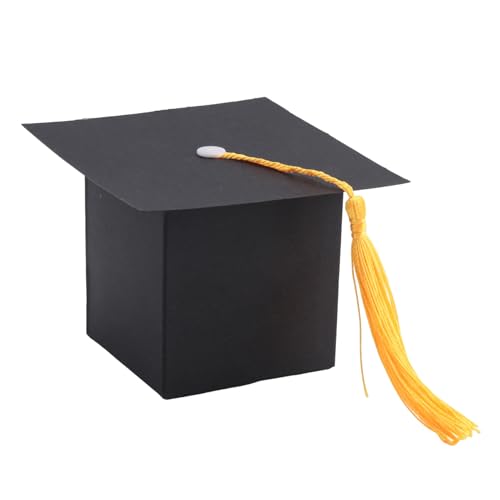 Cpolebev 25Pcs DIY Papier Graduation Cap geformte Geschenkbox Zuckerschoko Box Fuer Abschluss Favor Cap Bachelor Hut Hochzeit Pralinenschachtel Geschenk schwarz von Cpolebev