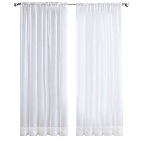 Cpolebev 2Pcs Super Soft Great Hand Feeling WeißE TüLl VorhäNge für die Dekoration des Wohnzimmers Schleier Chiffon Solid Sheer Voile von Cpolebev
