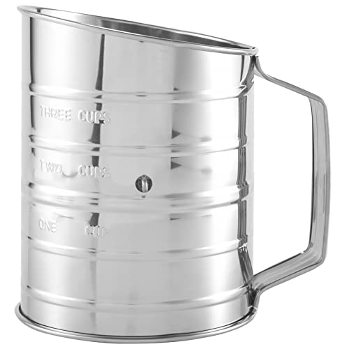 Cpolebev 3 Tassen Rostfreier Stahl Mehl Sieb - Fein Maschiger Rotations Hand Kurbel Mehl Sieb mit Agitator Draht Schlaufe zum Backen Von Kuchen Cpolebev 3 Tassen Rostfreier Stahl Mehl Sieb - Fein Maschiger Rotations Hand Kurbel Mehl Sieb mit Agitator Draht Schlaufe zum Backen Von Kuchen von Cpolebev