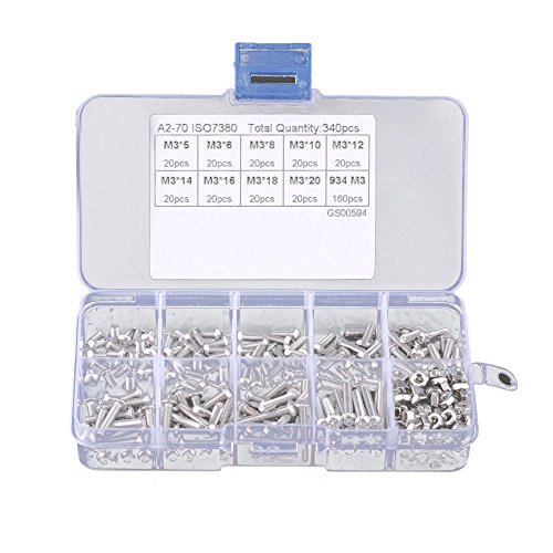 Cpolebev 340 Stueck M3 Sechskantmutter Edelstahl M3 Schrauben Muttern Sortiment Kit Verschluss Cpolebev 340 Stueck M3 Sechskantmutter Edelstahl M3 Schrauben Muttern Sortiment Kit Verschluss von Cpolebev