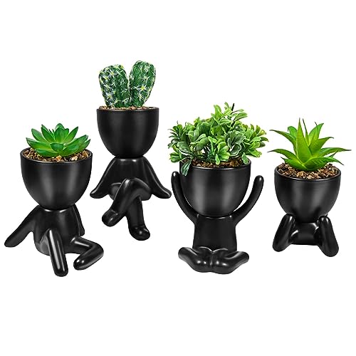 Cpolebev 4 Stück Schwarze Künstliche Sukkulentenpflanzen Mini Töpfchen mit Keramik, Sukkulentendeko Kreative, Menschenförmige Schwarze Töpfe Kleine Töpfe Handgefertigte Ornamente Cpolebev 4 Stück Schwarze Künstliche Sukkulentenpflanzen Mini Töpfchen mit Keramik, Sukkulentendeko Kreative, Menschenförmige Schwarze Töpfe Kleine Töpfe Handgefertigte Ornamente von Cpolebev