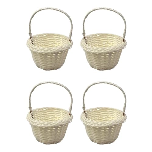 Cpolebev 4er-Pack Geflochtene Mini-Körbe, Blumenkorb für Hochzeiten, 8 X 5 cm Große Körbe für Blumenmädchen, Körbe für Blumenmädchen, Geflochtene Blumen von Cpolebev