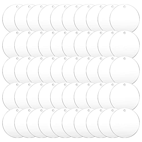 Cpolebev 50 StüCk 3 Acryl Leerzeichen mit Loch Transparent Kreis Ornament Klare Runde Acryl Weihnachten Schmuck Leerzeichen von Cpolebev