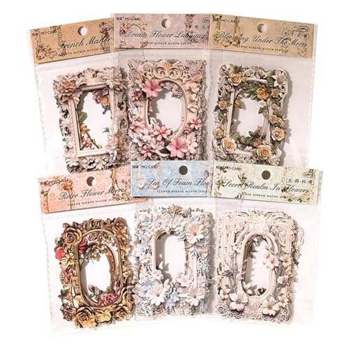 Cpolebev 60 Blatt Retro-Hintergrund, Dekoratives Papier, Scrapbook-Papier, Relief-Blumen-Spitzenrahmen, Vintage-Papier, Geprägter Blumenrahmen von Cpolebev