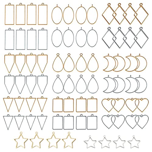 Cpolebev 80 StüCk Sortierte Offene Metall Fassungen für Harz Gepresste Rahmen Charms Ohrringe und Halsketten Machen Rahmen (Gold und Silber) von Cpolebev