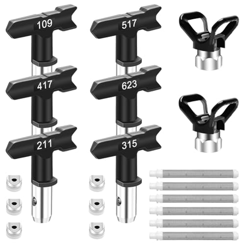 Cpolebev Airless-Farbspritzset, 6 Doppelseitige Farbsprühdüsen, 6 Airless-Farbspritzpistolenfilter und 2 Düsenspitzenschutz Cpolebev Airless-Farbspritzset, 6 Doppelseitige Farbsprühdüsen, 6 Airless-Farbspritzpistolenfilter und 2 Düsenspitzenschutz von Cpolebev