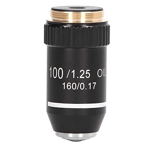 Cpolebev Biologisches Mikroskopobjektiv, 195 Achromatisches Schwarzes Objektiv 100X Oil High Power Objektivschnittstelle 20,2 Mm Gewinde von Cpolebev