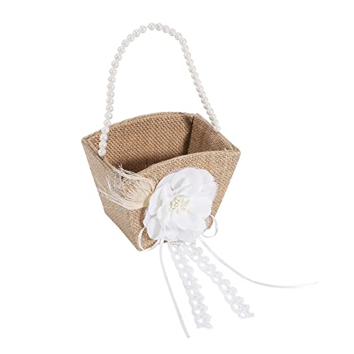 Cpolebev Blumen MäDchen Korb Rustikale Sackleinen für Vintage Rustikale Hochzeit Blumen Korb mit Perlen von Cpolebev