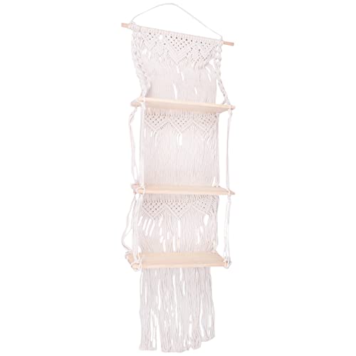 Cpolebev Boho Makramee Wandbehang Regal 3 Tier Handgefertigte Gewebte Quaste Organizer Regale Wand Schwimmende KleiderbüGel für Wohnkultur von Cpolebev