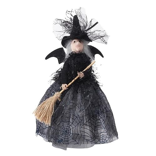 Cpolebev Halloween Hexendekoration 11 Hexenpuppe Halloween-Schleier Hexenpuppe Hexenhut und Hexenbesen Langlebig Einfach zu Bedienen Schwarz von Cpolebev