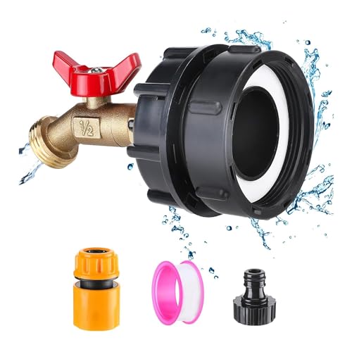 Cpolebev IBC-Tote-Wassertank-Adapter - Feingewinde-Anschluss für 275-330 Gallonen IBC-Tote-Tank, Auslaufsicheres, Robustes Messing-Wasserhahnventil. von Cpolebev