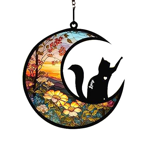 Cpolebev Katzen-Gedenkscheibe, Personalisiert mit Namen, Datum, Katzenrassen-Gedenkscheibe, Gedenkscheibe für Haustiere, Aus Lichtdurchlässigem Acrylglas, Leicht, Langlebig und Einfach in der Anwendun von Cpolebev