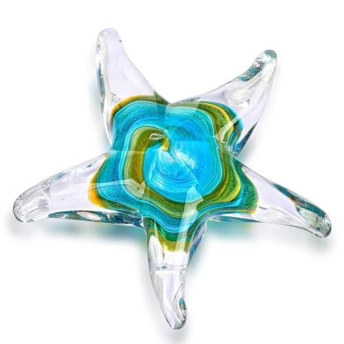Cpolebev Kristall Handgefertigte Tischdekoration Aus Mundgeblasenem Glas, Seestern-Ornamente, Klar und Grün von Cpolebev