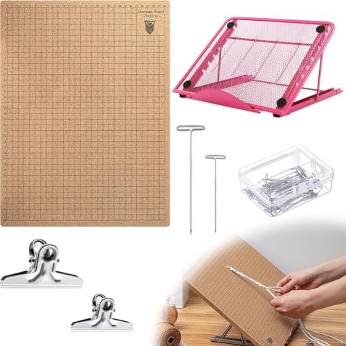 Cpolebev Makramee-Brett-Set mit T-Nadel-Clip, Strick- und Bastelhilfe, Makramee- und Knüpfbrett, Makramee-Zubehör L von Cpolebev