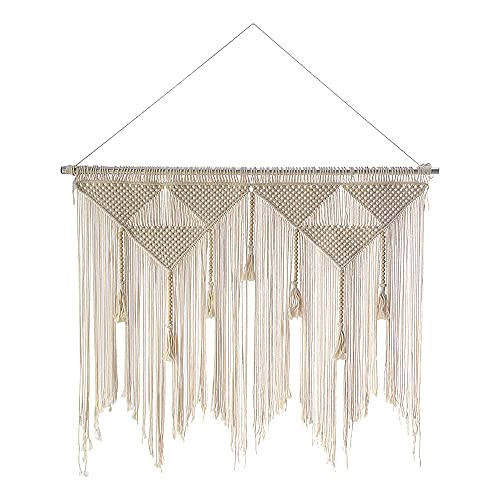 Cpolebev Makramee Wand Behang Boho Gewebte Tapisserie, Beige Quaste Vorhang für Zuhause (Stab Nicht Enthalten) von Cpolebev