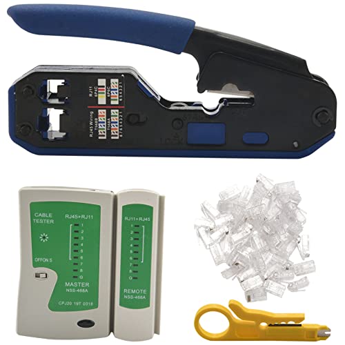 Cpolebev Netzwerk Kabel Filter RJ45 Crimp Werkzeug Kit CAT5 CAT5E CAT6 Crimp Werkzeug Kit, 50 STÜCKE RJ45 CAT6 Anschluss Stecker von Cpolebev