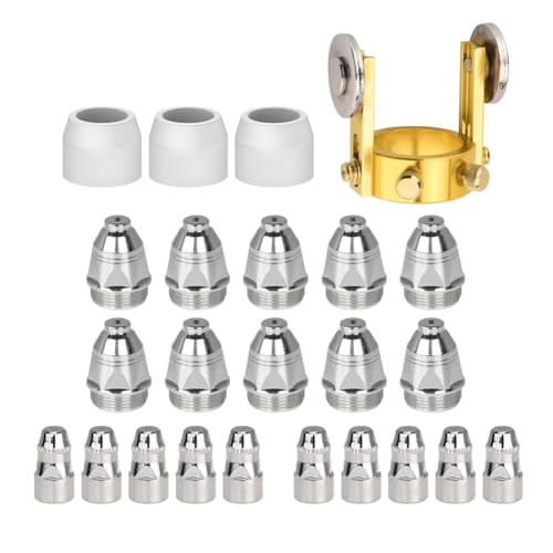 Cpolebev P80 Plasmaschneidbrenner-Verbrauchsmaterial, 24-Teiliges 1,5-Mm-Schneidbrenner-Düsenspitzen-Elektroden-Kit, für BTC800DP Plasmaschneider von Cpolebev
