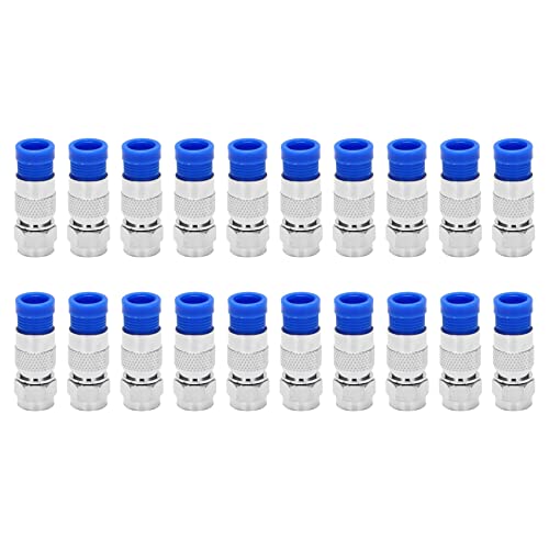 Cpolebev Rg6 F- Verbinder Koax Koaxial Fitting 20 Packung (Blau) von Cpolebev