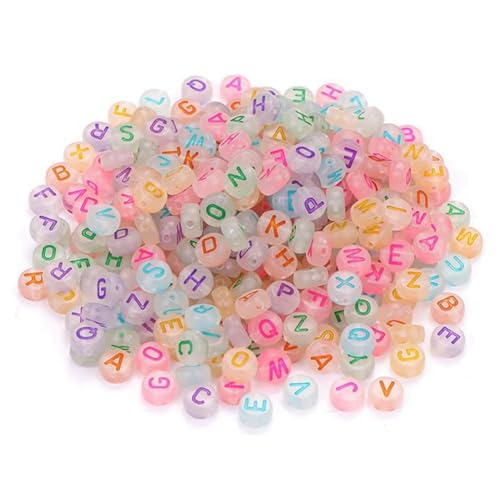 Cpolebev Runde Acryl-Buchstabenperlen, Buchstabenperlen, die im Dunkeln Leuchten, Perlen für Armbänder, Schmuckherstellung, DIY- von Cpolebev