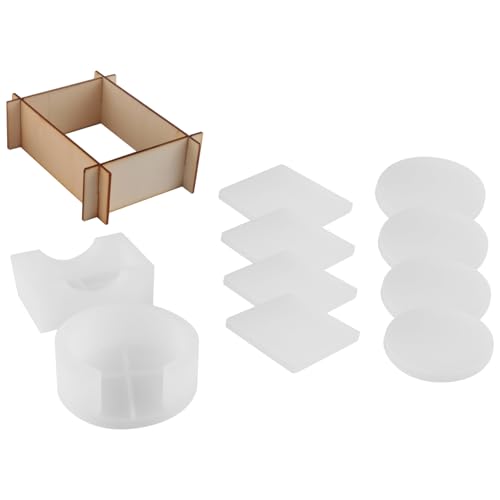 Cpolebev Silikon Untersetzer Formen für das GießEn Von Harz, Epoxid Harz Untersetzer Formen Kit, EinschließLich 8 Teiliger Untersetzer und 2 Teiliger Halter Formen von Cpolebev