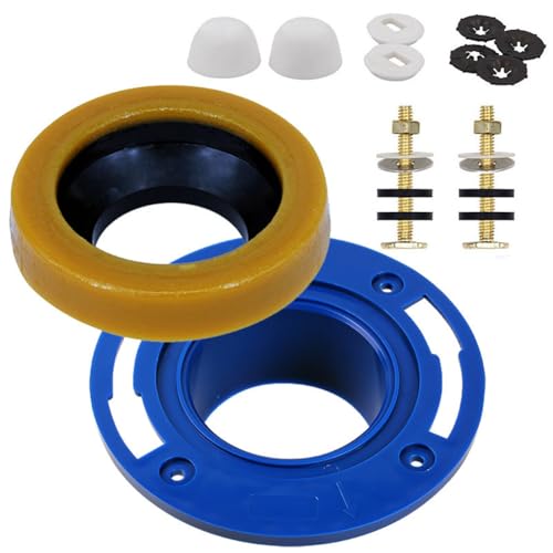 Cpolebev Toilettenflansch mit Wachsring für Toiletten, Ersatzset Inkl. Schrauben, PVC-Toilettenflansch-Reparaturset, Passende Toiletteninstallation von Cpolebev