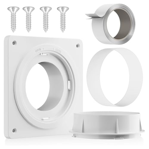 Cpolebev Trockner-Entlüftungsanschluss, Twist-Lock-Trocknerschlauch-Entlüftungsset mit Schnellanschluss und -Trennung, Wandplatte für 4-Rohre von Cpolebev
